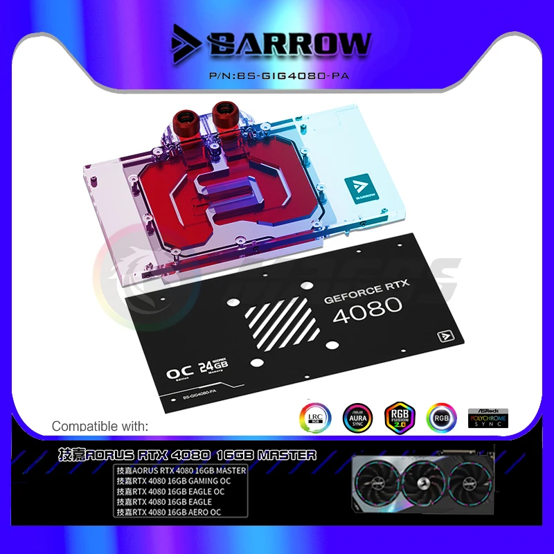 Blok Air GPU BARROW untuk Giga - Rtx 4080 Water Cooling Block ulasan dan harga